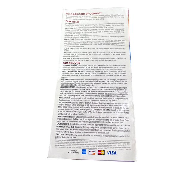 Six Flags Great America 2014 Park Map Guide Goliath Opening Year Hurricane Harbo - Picture 2 of 8